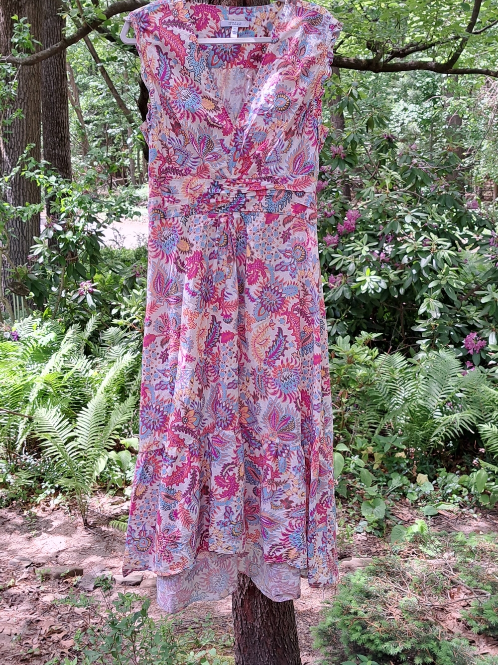 10 Crosby Derek Lam Sleeveless Pink & Blue Paisley Flowy Cotton Dress